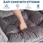 COZONY Lazy Chair with Ottoman, Modern Lounge Accent Chair Footrest Reading Armchair Side Pocket for Living Room Bedroom Dorm Office