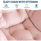 COZONY Lazy Chair with Ottoman, Modern Lounge Accent Chair Footrest Reading Armchair Side Pocket for Living Room Bedroom Dorm Office