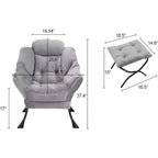COZONY Lazy Chair with Ottoman, Modern Lounge Accent Chair Footrest Reading Armchair Side Pocket for Living Room Bedroom Dorm Office