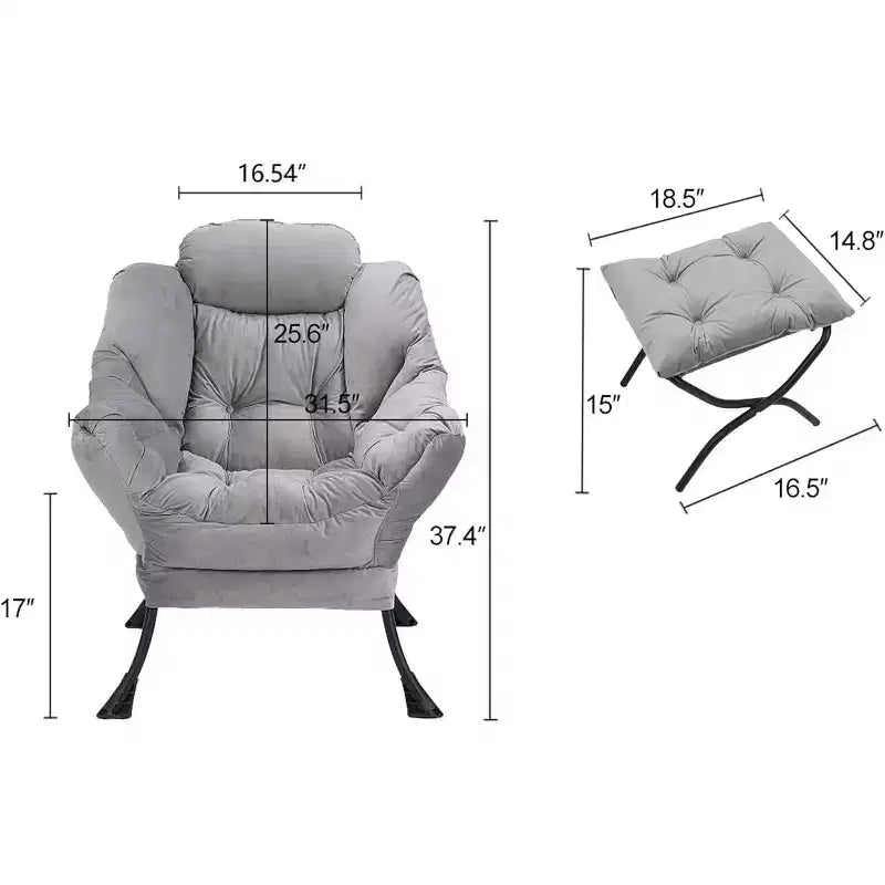 COZONY Lazy Chair with Ottoman, Modern Lounge Accent Chair Footrest Reading Armchair Side Pocket for Living Room Bedroom Dorm Office