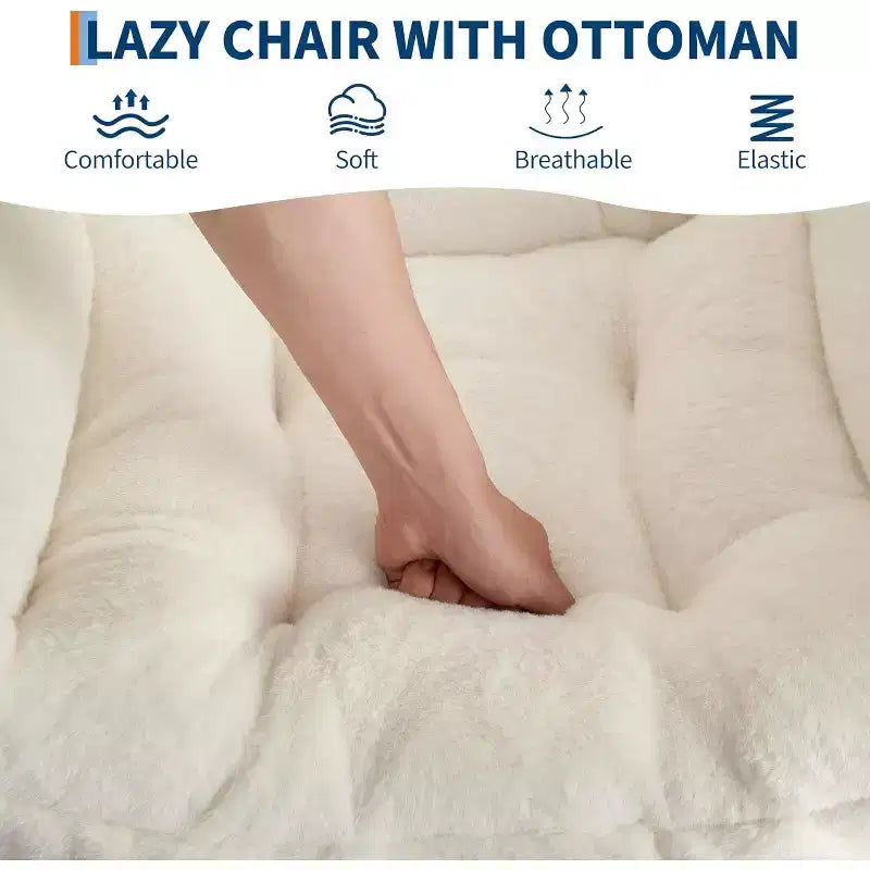 COZONY Lazy Chair with Ottoman, Modern Lounge Accent Chair Footrest Reading Armchair Side Pocket for Living Room Bedroom Dorm Office