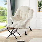 COZONY Lazy Chair with Ottoman, Modern Lounge Accent Chair Footrest Reading Armchair Side Pocket for Living Room Bedroom Dorm Office