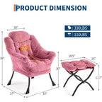 COZONY Lazy Chair with Ottoman, Modern Lounge Accent Chair Footrest Reading Armchair Side Pocket for Living Room Bedroom Dorm Office