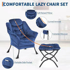 COZONY Lazy Chair with Ottoman, Modern Lounge Accent Chair Footrest Reading Armchair Side Pocket for Living Room Bedroom Dorm Office