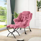 COZONY Lazy Chair with Ottoman, Modern Lounge Accent Chair Footrest Reading Armchair Side Pocket for Living Room Bedroom Dorm Office