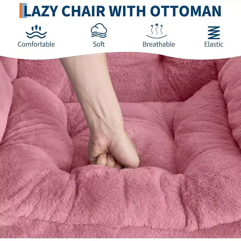 COZONY Lazy Chair with Ottoman, Modern Lounge Accent Chair Footrest Reading Armchair Side Pocket for Living Room Bedroom Dorm Office