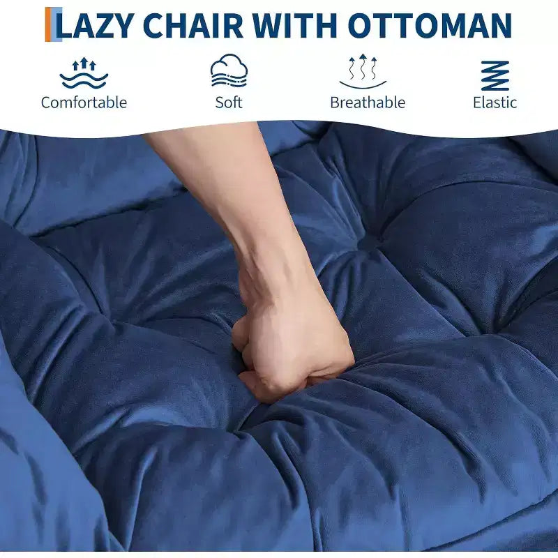 COZONY Lazy Chair with Ottoman, Modern Lounge Accent Chair Footrest Reading Armchair Side Pocket for Living Room Bedroom Dorm Office