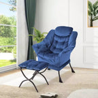 COZONY Lazy Chair with Ottoman, Modern Lounge Accent Chair Footrest Reading Armchair Side Pocket for Living Room Bedroom Dorm Office