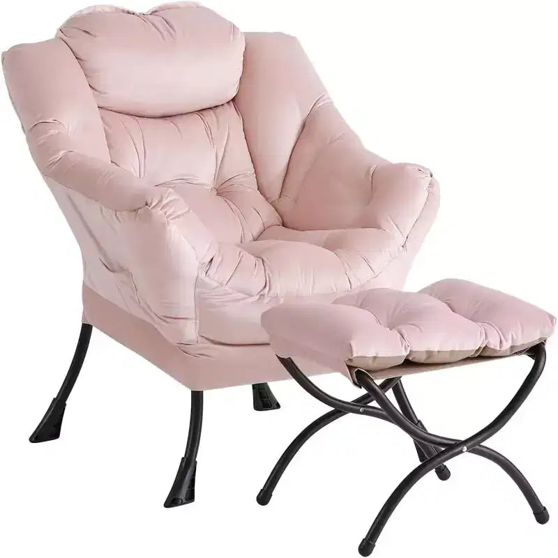 COZONY Lazy Chair with Ottoman, Modern Lounge Accent Chair Footrest Reading Armchair Side Pocket for Living Room Bedroom Dorm Office