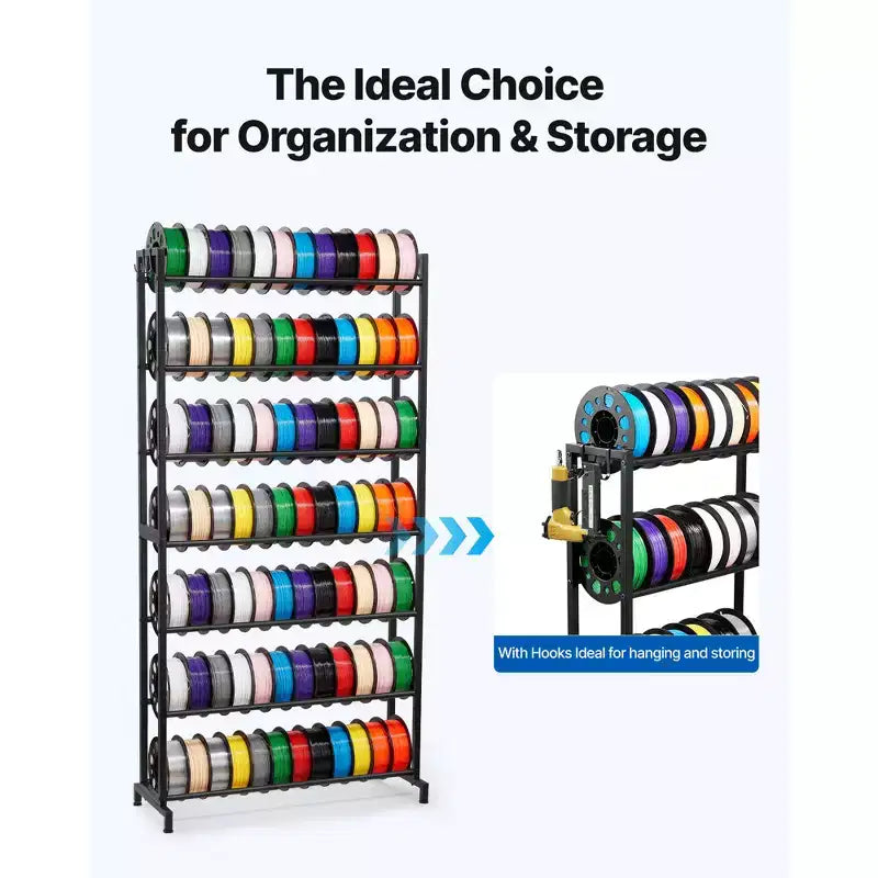 VEVOR 3D Printer Filament Storage Rack, 7 Tier Heavy Duty Storage Shelves for 3D Printing Filaments, Filament Spool Holders Racks(Shelf Only), Black