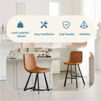 TUYOHW 26H Sleek Bar Stools with Ergonomic Back,Set of 2,Counter Height Bar Stools for Kitchen Island,Sturdy Metal Frame,300lbs Capacity