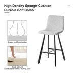 TUYOHW 26H Sleek Bar Stools with Ergonomic Back,Set of 2,Counter Height Bar Stools for Kitchen Island,Sturdy Metal Frame,300lbs Capacity