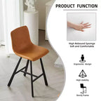TUYOHW 26H Sleek Bar Stools with Ergonomic Back,Set of 2,Counter Height Bar Stools for Kitchen Island,Sturdy Metal Frame,300lbs Capacity