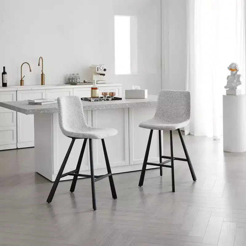 TUYOHW 26H Sleek Bar Stools with Ergonomic Back,Set of 2,Counter Height Bar Stools for Kitchen Island,Sturdy Metal Frame,300lbs Capacity