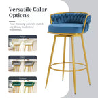 TUYOHW 31.5 Swivel Counter Height Bar Stools Set of 2,Luxury Golden Metal Base Bar Stools with Hand-Woven Backrest,286lbs Capacity