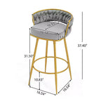 TUYOHW 31.5 Swivel Counter Height Bar Stools Set of 2,Luxury Golden Metal Base Bar Stools with Hand-Woven Backrest,286lbs Capacity