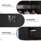 Armadio Guardaroba, Mobile Contenitore per Abiti in Legno da 71", 1 Ripiano Regolabile e 2 Cassetti, Armadio con Asta Appendipe per Camera da Letto
