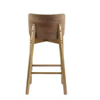 Set of 2 Wooden Barstools Counter Stools, Rubberwood Frame with Ergonomic Curved Backrest for Kitchen Island Home Bar, Walnut - ModernLuxe
