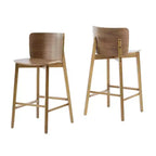 Set of 2 Wooden Barstools Counter Stools, Rubberwood Frame with Ergonomic Curved Backrest for Kitchen Island Home Bar, Walnut - ModernLuxe
