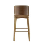 Set of 2 Wooden Barstools Counter Stools, Rubberwood Frame with Ergonomic Curved Backrest for Kitchen Island Home Bar, Walnut - ModernLuxe