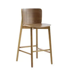 Set of 2 Wooden Barstools Counter Stools, Rubberwood Frame with Ergonomic Curved Backrest for Kitchen Island Home Bar, Walnut - ModernLuxe