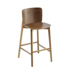 Set of 2 Wooden Barstools Counter Stools, Rubberwood Frame with Ergonomic Curved Backrest for Kitchen Island Home Bar, Walnut - ModernLuxe
