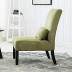 Modern Chenille Fabric Armless Accent Chair with Pillow, Solid Wood Legs, Deep Seat Side Chair for Living Room, Bedroom, or Office-Panipeachy