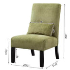 Modern Chenille Fabric Armless Accent Chair with Pillow, Solid Wood Legs, Deep Seat Side Chair for Living Room, Bedroom, or Office-Panipeachy