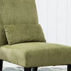 Modern Chenille Fabric Armless Accent Chair with Pillow, Solid Wood Legs, Deep Seat Side Chair for Living Room, Bedroom, or Office-Panipeachy
