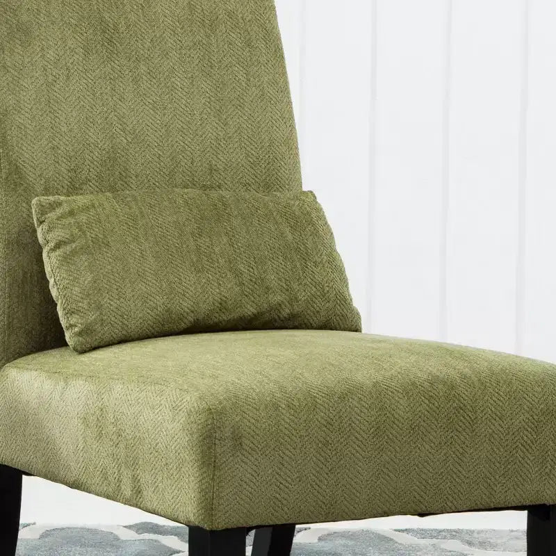 Modern Chenille Fabric Armless Accent Chair with Pillow, Solid Wood Legs, Deep Seat Side Chair for Living Room, Bedroom, or Office-Panipeachy