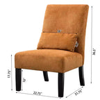 Modern Chenille Fabric Armless Accent Chair with Pillow, Solid Wood Legs, Deep Seat Side Chair for Living Room, Bedroom, or Office-Panipeachy
