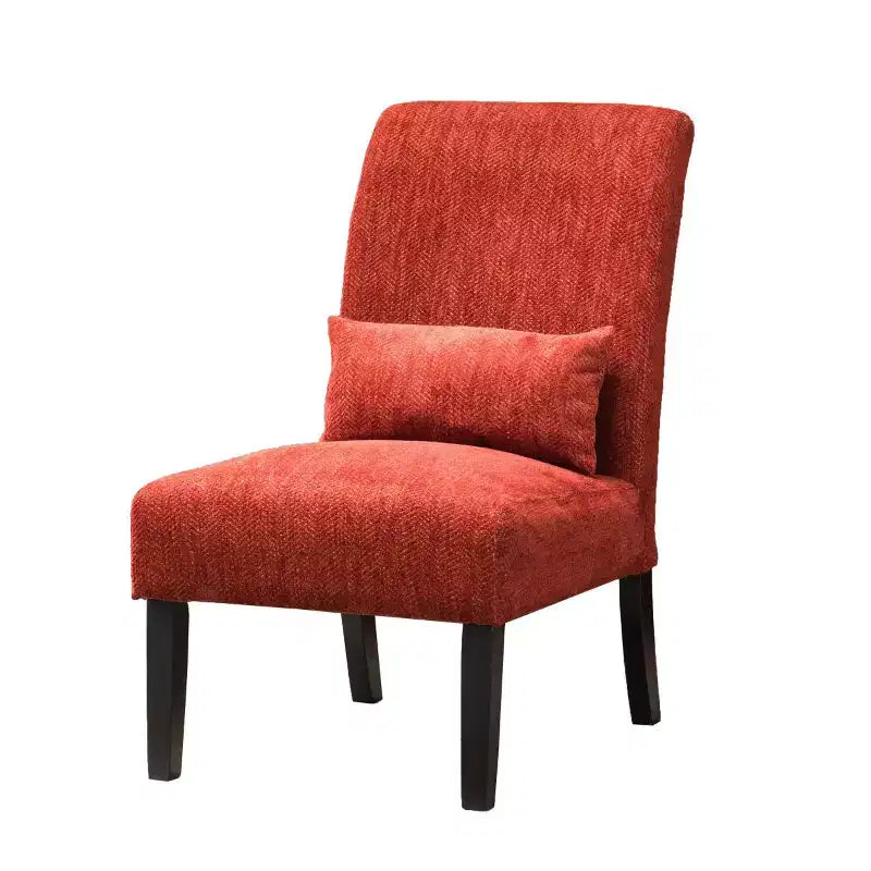 Modern Chenille Fabric Armless Accent Chair with Pillow, Solid Wood Legs, Deep Seat Side Chair for Living Room, Bedroom, or Office-Panipeachy