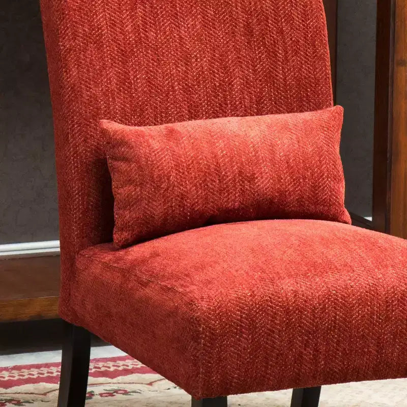 Modern Chenille Fabric Armless Accent Chair with Pillow, Solid Wood Legs, Deep Seat Side Chair for Living Room, Bedroom, or Office-Panipeachy