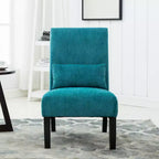Modern Chenille Fabric Armless Accent Chair with Pillow, Solid Wood Legs, Deep Seat Side Chair for Living Room, Bedroom, or Office-Panipeachy