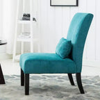 Modern Chenille Fabric Armless Accent Chair with Pillow, Solid Wood Legs, Deep Seat Side Chair for Living Room, Bedroom, or Office-Panipeachy