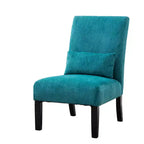 Modern Chenille Fabric Armless Accent Chair with Pillow, Solid Wood Legs, Deep Seat Side Chair for Living Room, Bedroom, or Office-Panipeachy
