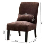 Modern Chenille Fabric Armless Accent Chair with Pillow, Solid Wood Legs, Deep Seat Side Chair for Living Room, Bedroom, or Office-Panipeachy