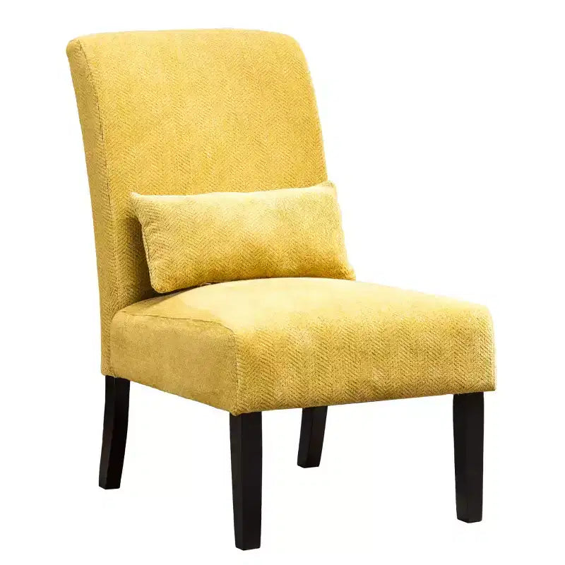 Modern Chenille Fabric Armless Accent Chair with Pillow, Solid Wood Legs, Deep Seat Side Chair for Living Room, Bedroom, or Office-Panipeachy