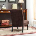 Modern Chenille Fabric Armless Accent Chair with Pillow, Solid Wood Legs, Deep Seat Side Chair for Living Room, Bedroom, or Office-Panipeachy