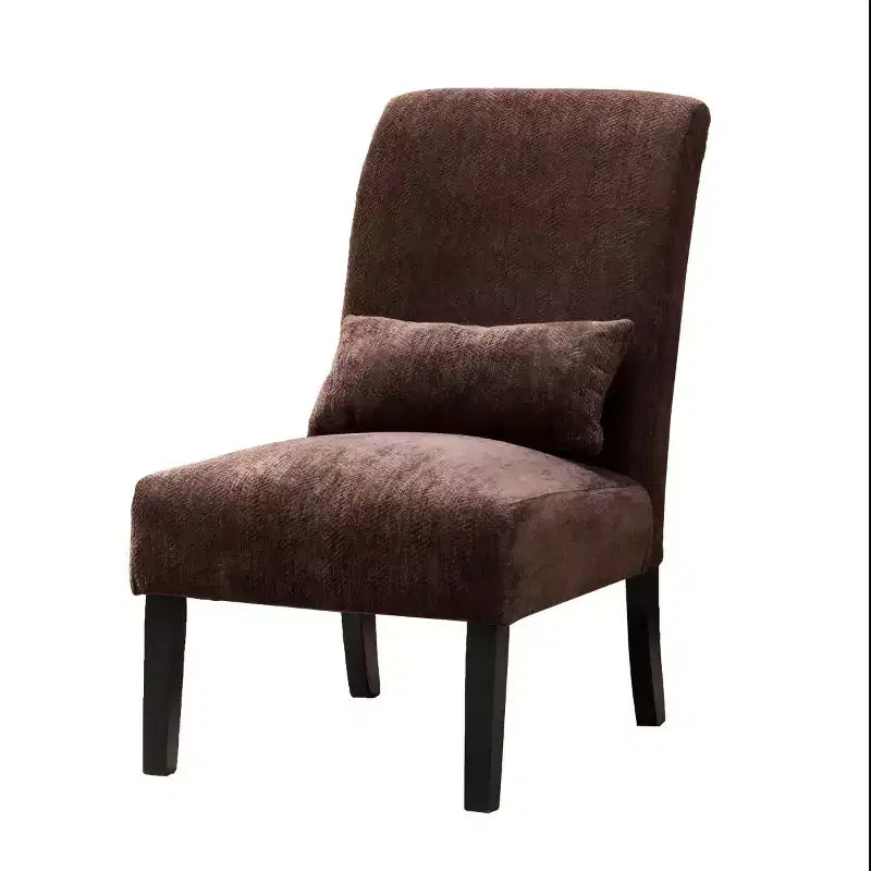 Modern Chenille Fabric Armless Accent Chair with Pillow, Solid Wood Legs, Deep Seat Side Chair for Living Room, Bedroom, or Office-Panipeachy