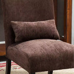 Modern Chenille Fabric Armless Accent Chair with Pillow, Solid Wood Legs, Deep Seat Side Chair for Living Room, Bedroom, or Office-Panipeachy