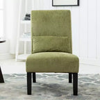 Modern Chenille Fabric Armless Accent Chair with Pillow, Solid Wood Legs, Deep Seat Side Chair for Living Room, Bedroom, or Office-Panipeachy