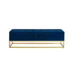 MAYEERTY 58.6 Storage Bed Bench, Uphollstered Bench with Metal Base for Bedroom Living Room Hallway Blue