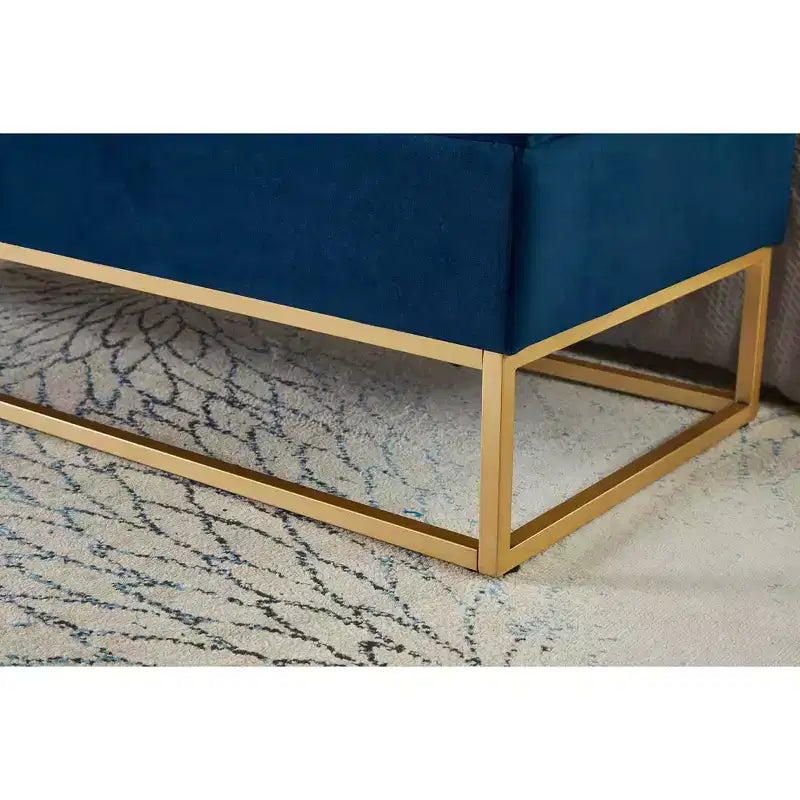 MAYEERTY 58.6 Storage Bed Bench, Uphollstered Bench with Metal Base for Bedroom Living Room Hallway Blue