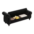 MAYEERTY 64.5 Bed Bench for Bed Room Nails Tufted Chaise of Lounge with Storage Velvet Upholstery Black