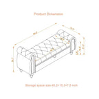 MAYEERTY 64.5 Bed Bench for Bed Room Nails Tufted Chaise of Lounge with Storage Velvet Upholstery Black