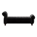 MAYEERTY 64.5 Bed Bench for Bed Room Nails Tufted Chaise of Lounge with Storage Velvet Upholstery Black