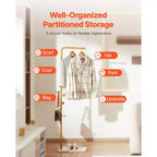 Coat Rack Freestanding with Quartz Stone Base and 3 Round Hooks