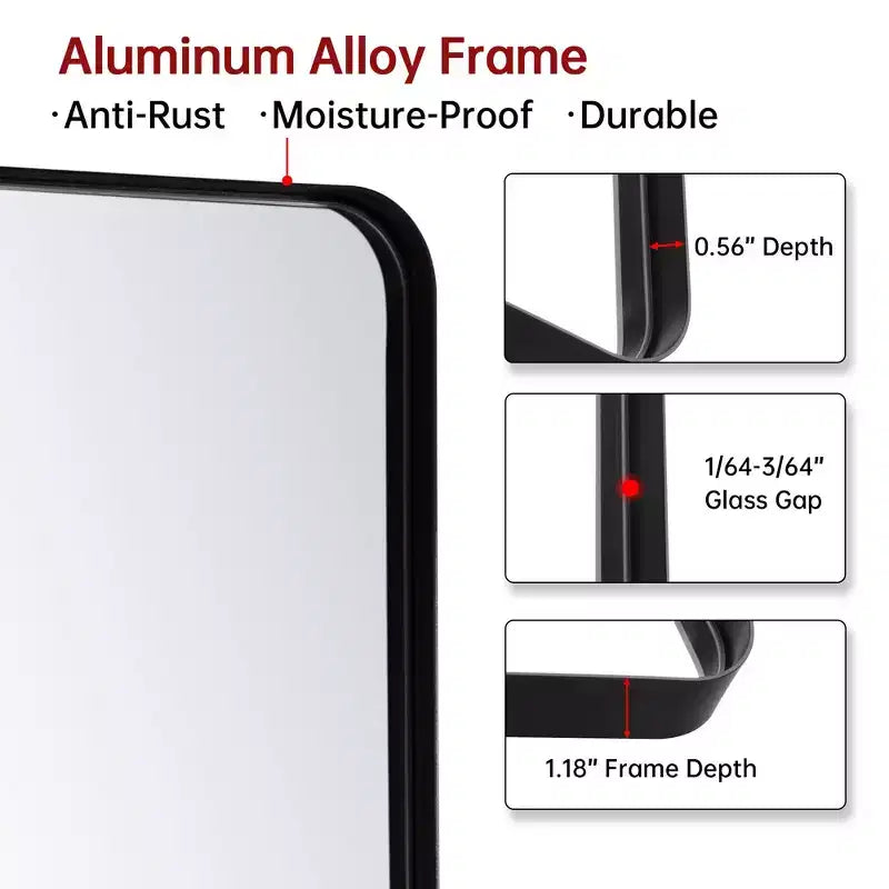 SUMERAIN Bathroom Mirror, 40x30 Black Framed Wall Mirror, Tempered Glass for Entryway, Living Room