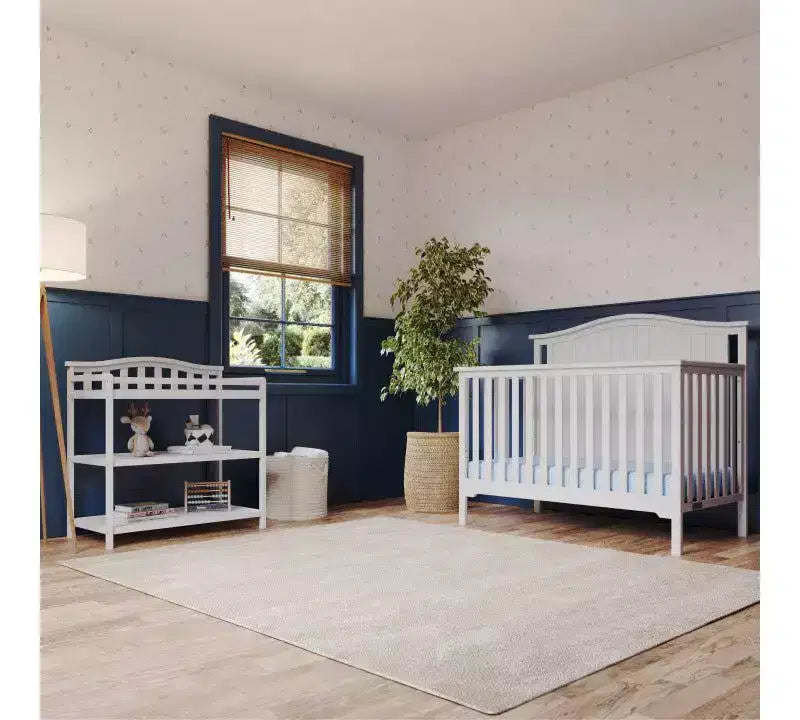 Child Craft Hampton Arch Top Crib and Changing Table Nursery Set, 2-Piece, Includes 4-in-1 Convertible Crib and Changing Table